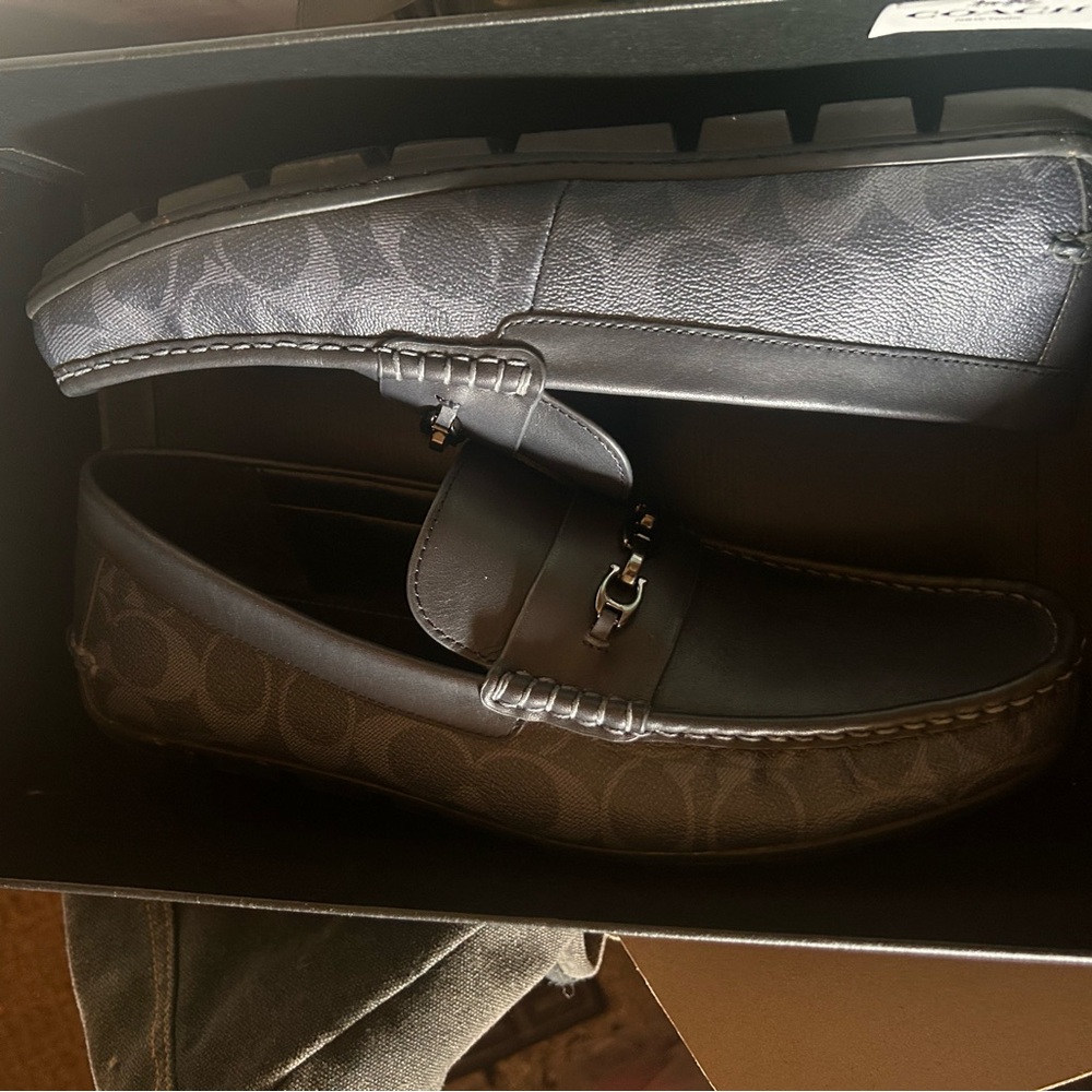 Coach Black Leather Slip-On Loafers